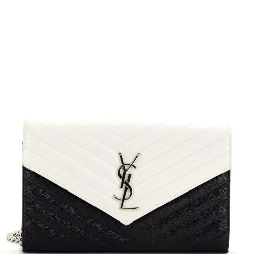 Classic Monogram Wallet on Chain Matelasse Chevron Leather Medium