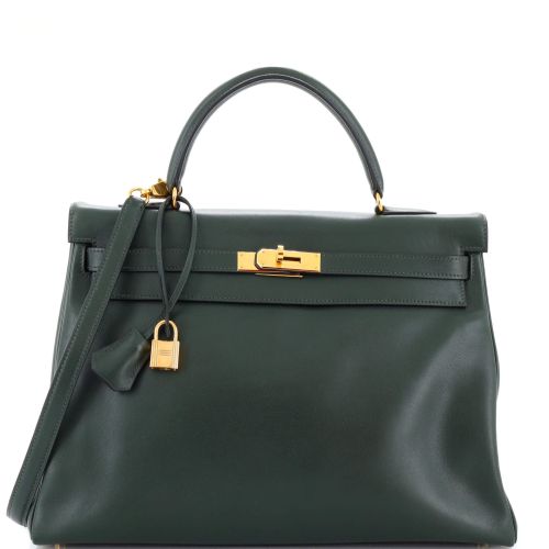 Kelly Handbag Vert Fonc?? Gulliver with Gold Hardware 35