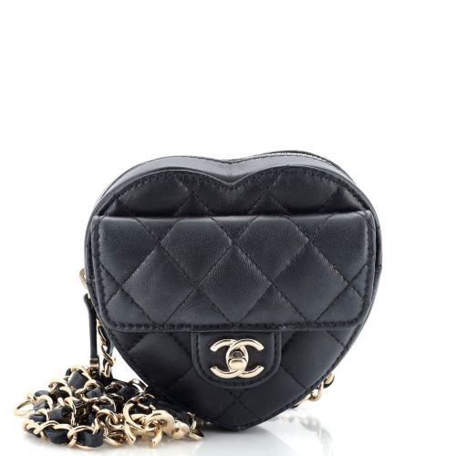 CC in Love Heart Belt Bag Quilted Lambskin