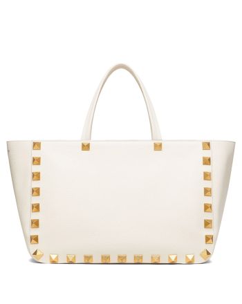 Valentino Roman Stud Grainy Calfskin Tote Bag