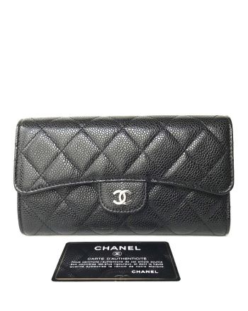 Chanel Quilted Flap Wallet in Caviar A31506 Black