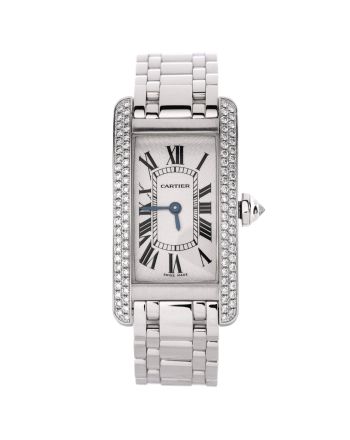 Tank Americaine Quartz Watch White Gold with Two Row Diamond Bezel 19