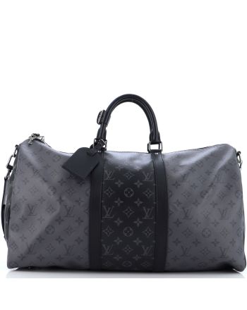 Keepall Bandouliere Bag Reverse Monogram Eclipse Canvas 50