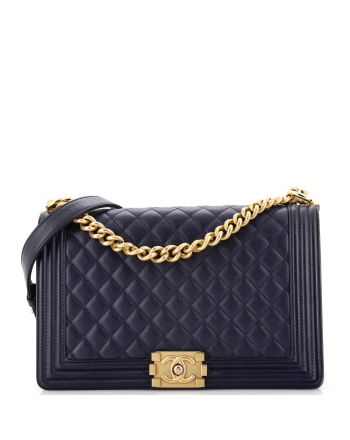 Boy Flap Bag Quilted Caviar New Medium